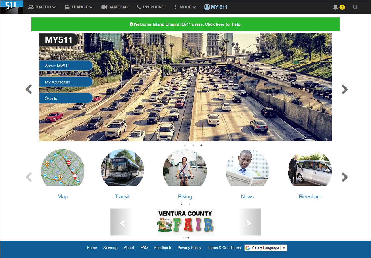 Go511 Los Angeles traveler information interface